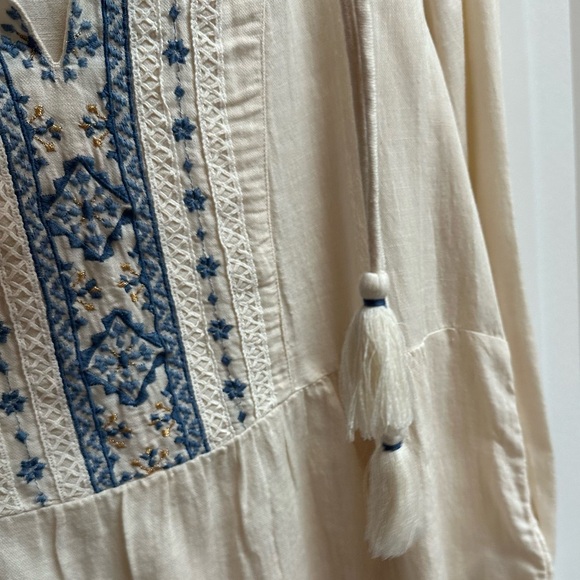 Lucky Brand Hazel Embroidered Cotton Blend Boho Peasant Top Size Medium - Picture 6 of 13
